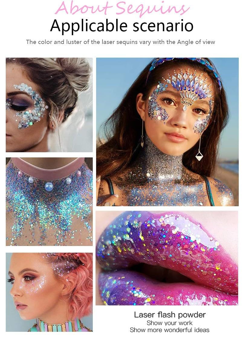 2 Color Face and Body Glitter Gel, Neon Outfit Glow Party for Body Hair Face Nail Glitter Stick Makeup. (02-Gold &05-Silver)