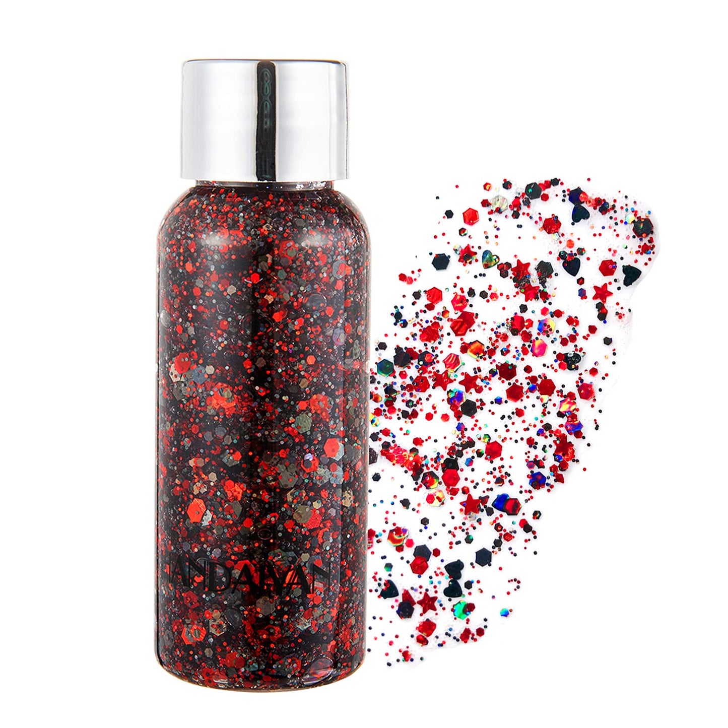 GL-Turelifes Mermaid Sequins Chunky Glitter Liquid Eyeshadow Glitter Body Gel Festival Glitter Cosmetic Face Hair Nails Makeup Sparkling 30g (#08 Red)