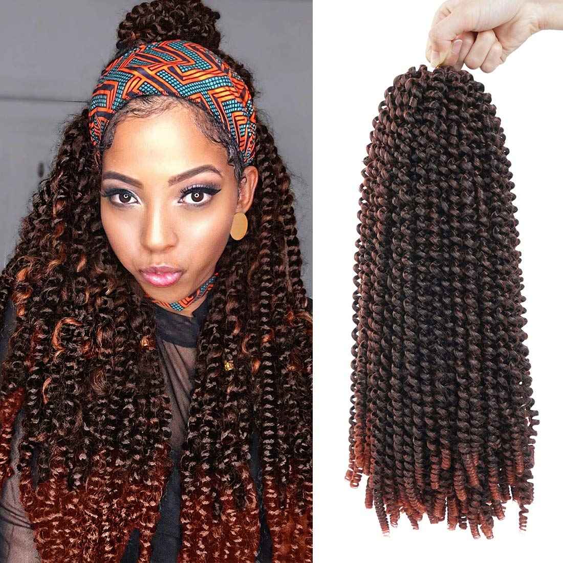 16 inch Spring Twist Crochet Braids Hair for Butterfly Locs Bomb Twist Crochet Hair Beyond Beauty Ombre Colors Synthetic Fluffy Hair Extension 3 Packs(16 Inch, M1B 350)