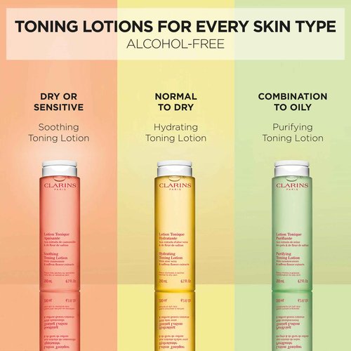 Clarins Purifying Toning Lotion | Less Oily Skin After 14 Days of Use* | Cleanses, Hydrates, Purifies, Mattifies and Balances Skin's Microbiota | Contains Witch Hazel | Combination To Oily Skin Types