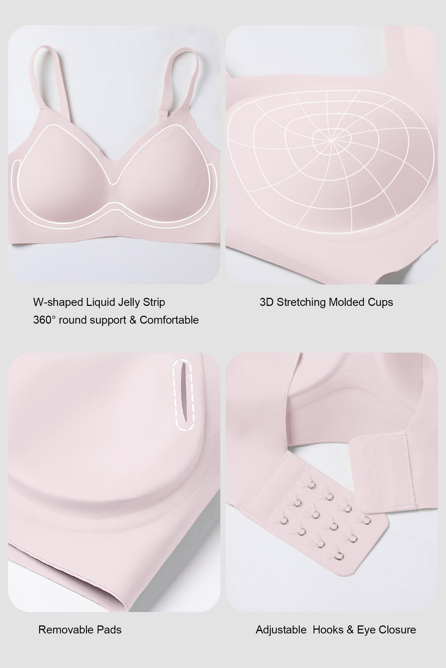 Vertvie Womens Seamless Bra No Underwire Comfort Push Up Bras Buttery Soft Wireless Bralette Full Coverage Sport Everyday Bra(Pink,Small)