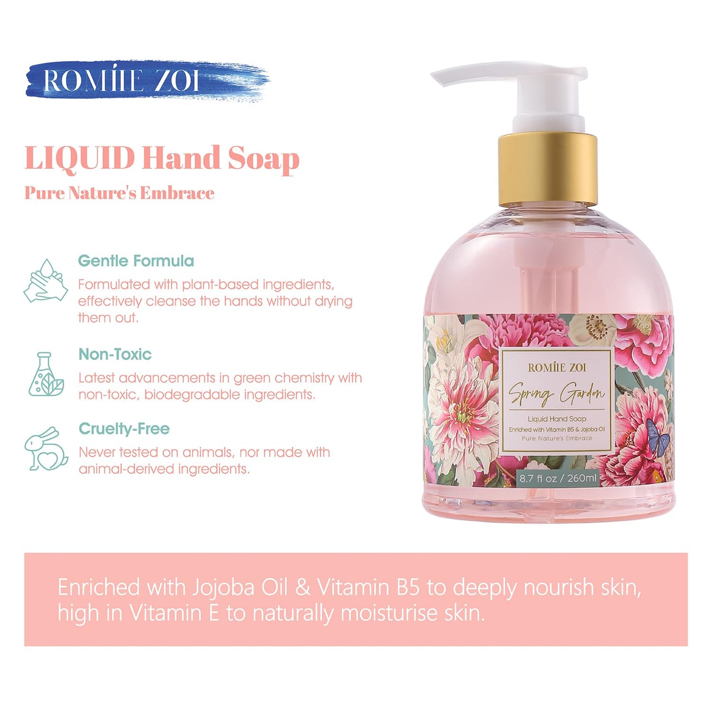 ROMIIE ZOI Liquid Hand Soap with Gift Box - Spring Garden - 260ml/ 8.7 fl.oz