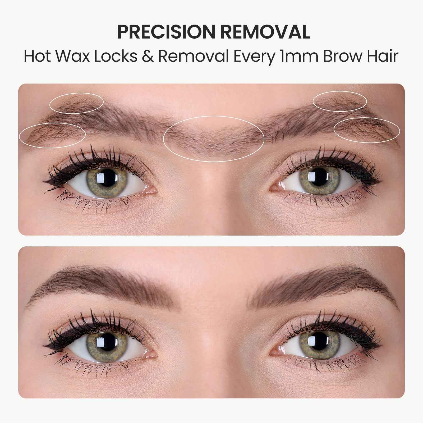 AUZEAL Mini Eyebrow Wax Kit for Women, Wax for Eyebrows Hair Removal, 26 Eye brow Waxing Sticks, 100g Brow Waxing Beads, USB Fast Heat, Smart Constant Temp, Travel or Home Use