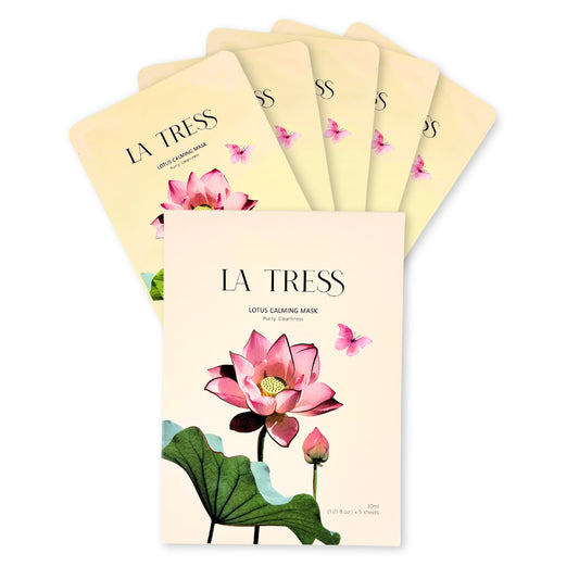 LA TRESS Lotus Calming Korean Face Mask, Korean Beauty Skin Care (5 Sheets)