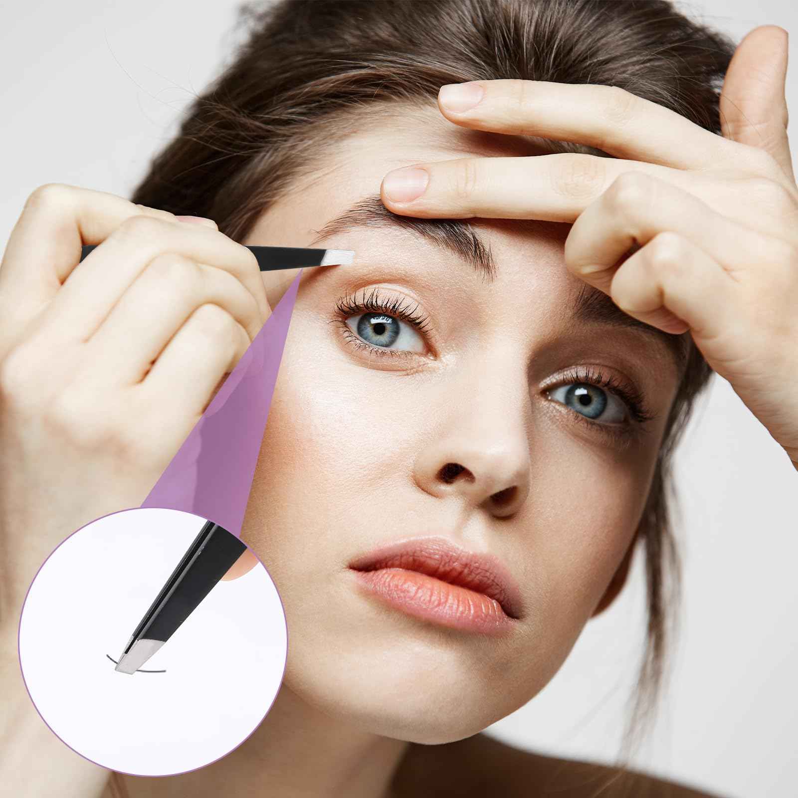 Professional Eyebrow Shaping Kit - 8-Piece Set With Leather Bag, Razor, Scissors, Brush for Women & Men