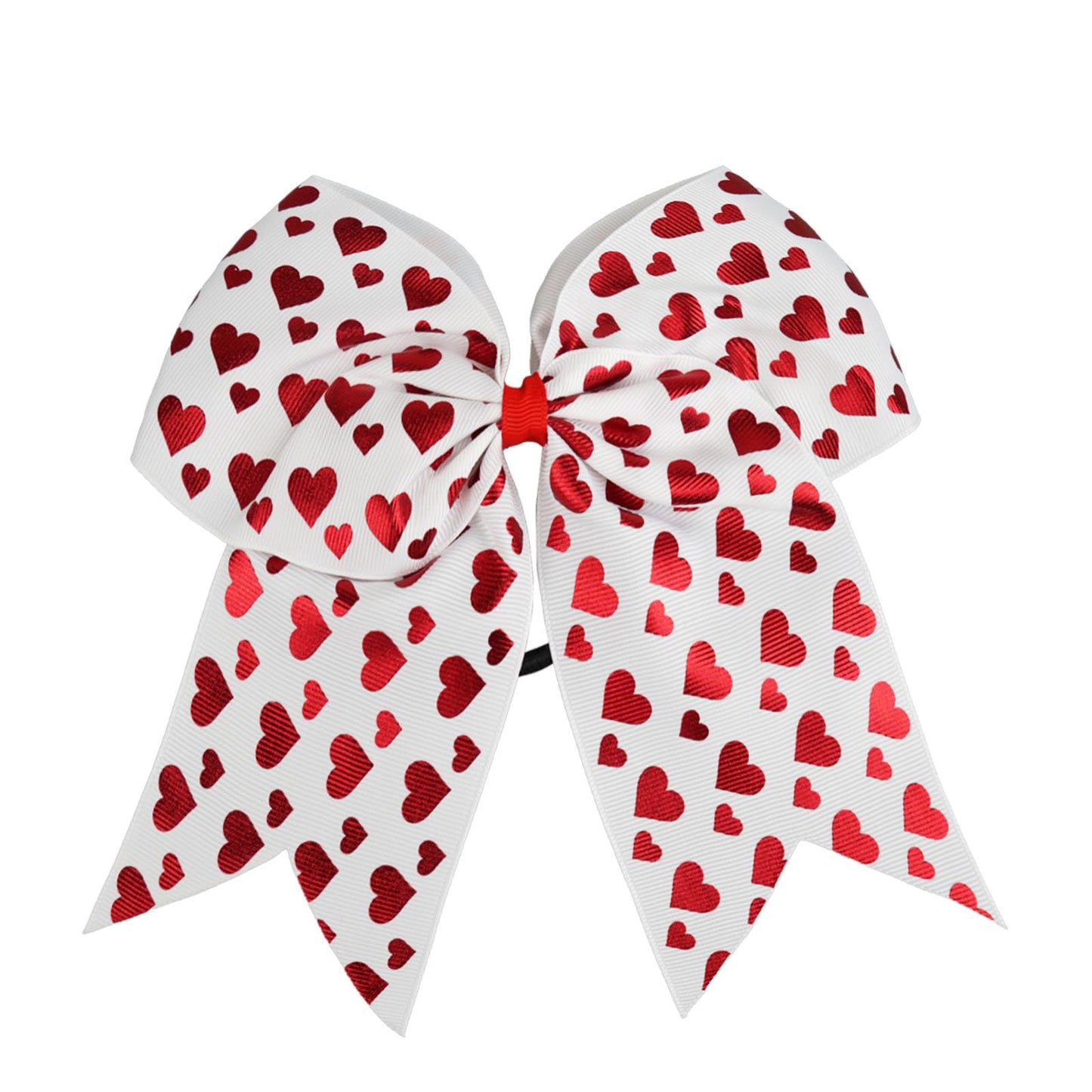 Valentines Bow Ponytail Holder Tie Cheerleader Girls Cheer Hair Bow Tie JHV06 (White-03)