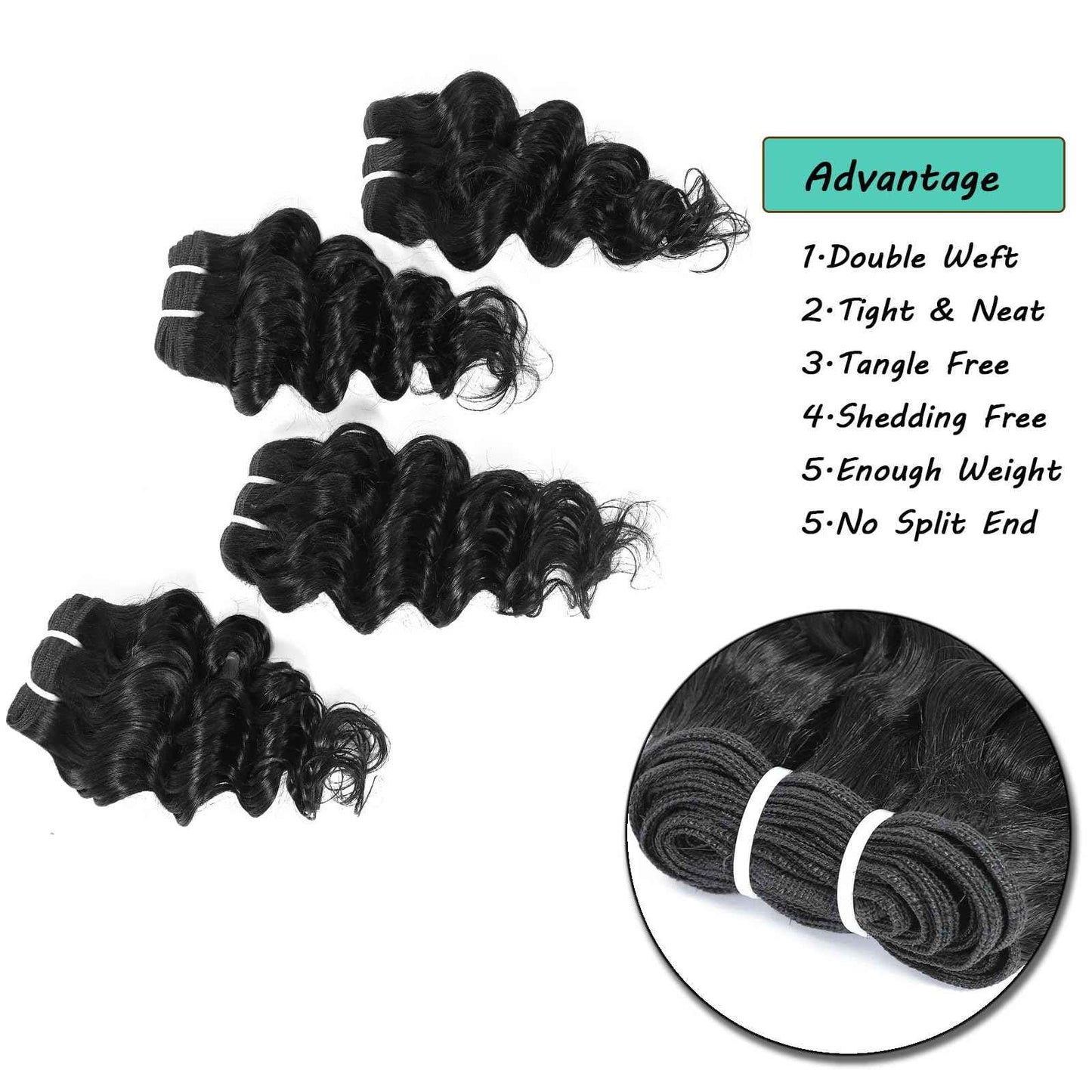 JTdebade Deep Wave Human Hair bundles 10 Inch 12A Grade Brazilian Hair 100% Virgin Weave Bundles Human Hair for Black Women (10'' 10'' 10'' 10'')