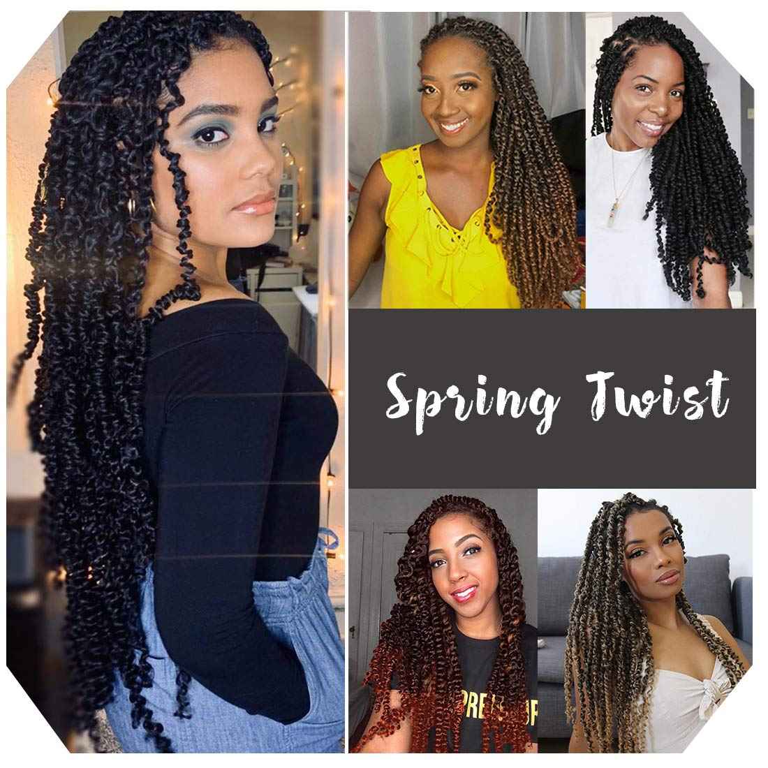 16 inch Spring Twist Crochet Braids Hair for Butterfly Locs Bomb Twist Crochet Hair Beyond Beauty Ombre Colors Synthetic Fluffy Hair Extension 3 Packs(16 Inch, M1B 350)