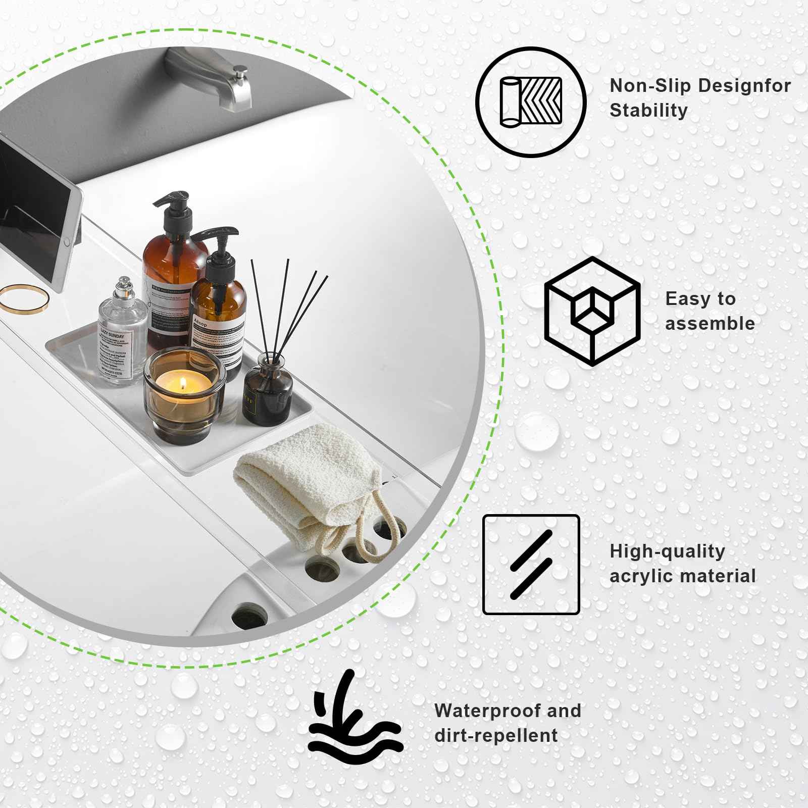 Acrylic Bathtub Tray, Transparent Acrylic Bathtub Tray, Suitable for All Bathtubs.