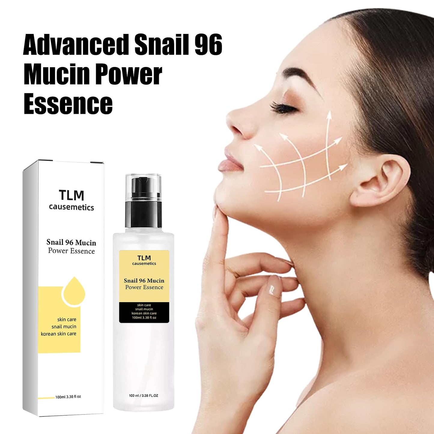 Snail Mucin 96% Power Repairing Essence 100ml, Hydrating Serum for Face with Snail Secretion Filtrate for Dull Skin & Fine Lines (2PCS)