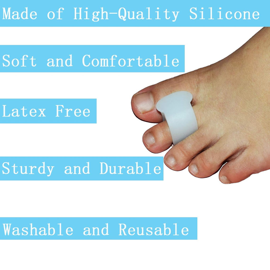 Pack of 12 Gel Toe Separator, (1/4" Thick) Big Toe Spacers, Single Loop Toe Spreader for Bunions, Overlapping Toe, Corrector and Spacer (Clear)