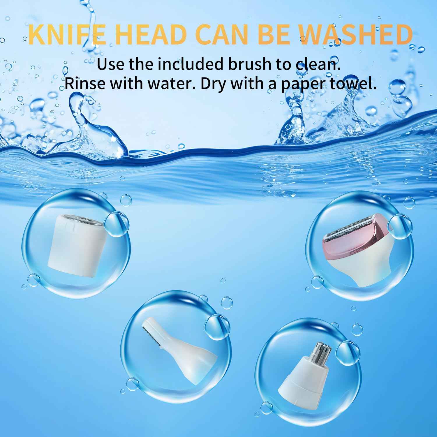 4-in-1 Electric Razor & Bikini Trimmer for Women - Rechargeable Wet/Dry Body Shaver for Face, Legs, Underarms, Pubic Hair, IPX6 Waterproof with LED Light & Travel Lock