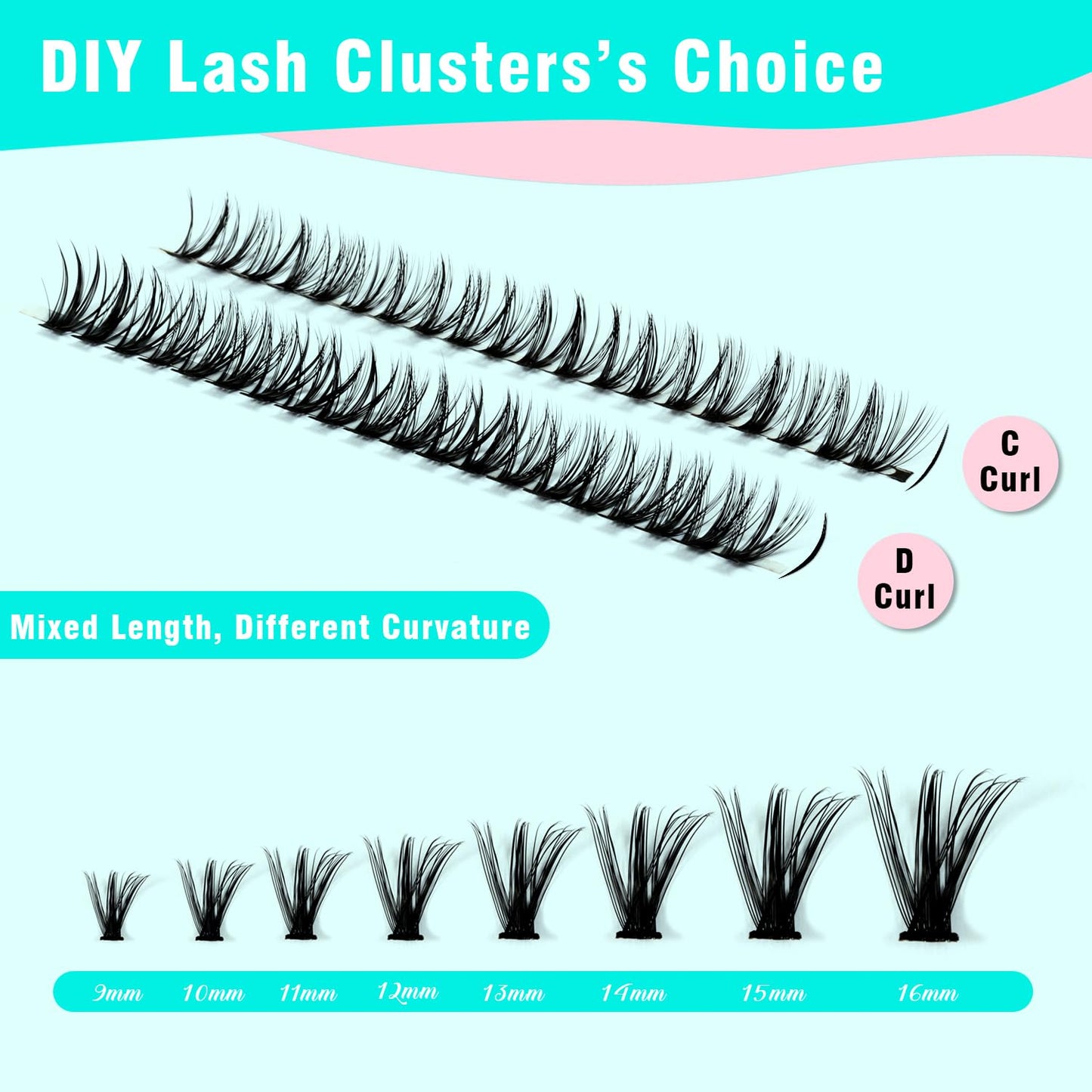 VAVALASH Lash Clusters 30D+40D-D-10-16MM DIY Individual Lashes 280 PCS Cluster Lashes 10D 20D 30D 40D 50D C D Curl Volume False Eyelash Extensions DIY Lash Extensions at Home (30D+40D-0.07-D,10-16mm)