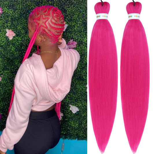 Leticia Magenta Pink Pre streched Braiding Hair Easy to Use Pre feathered Braiding Hair