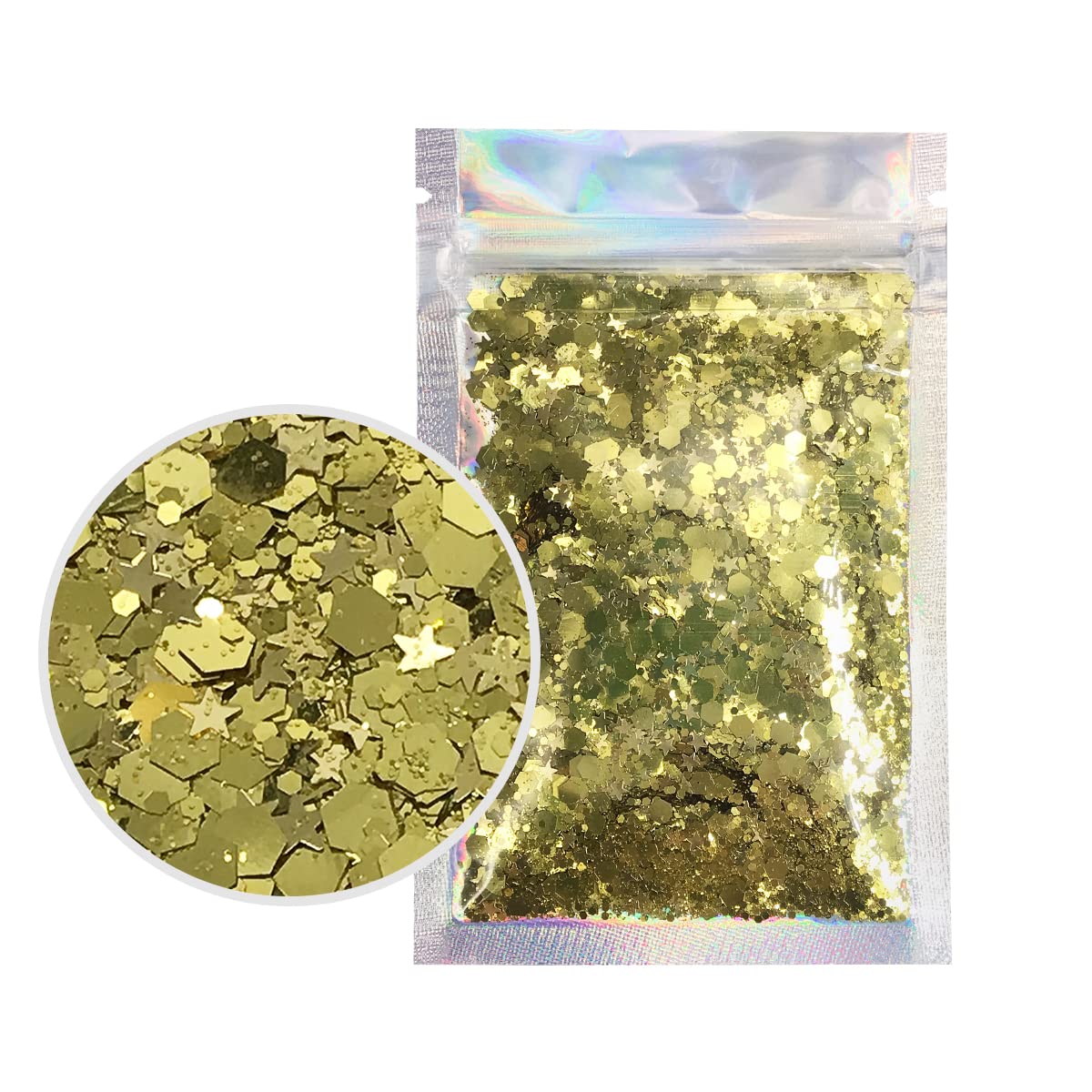 Gold - Face & Body Chunky Glitter - Hair, Makeup, Face, Body, Nails, Resin, Slime, Bath-Bombs, Candles, Arts & Crafts, and More - Solvent Resistant