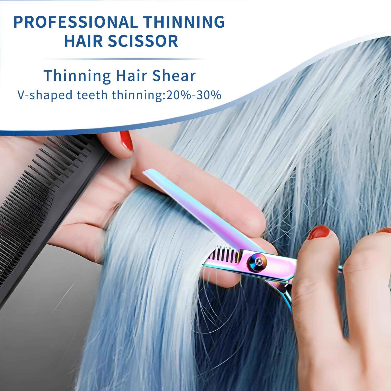 Hair Cutting Scissors Kit 11PCS, Professional Haircut Scissors with Japanese Stainless Steel Shears, Thinning Shears, Haircut Accessories in Leather Case for Salon/Home (Rainbow)