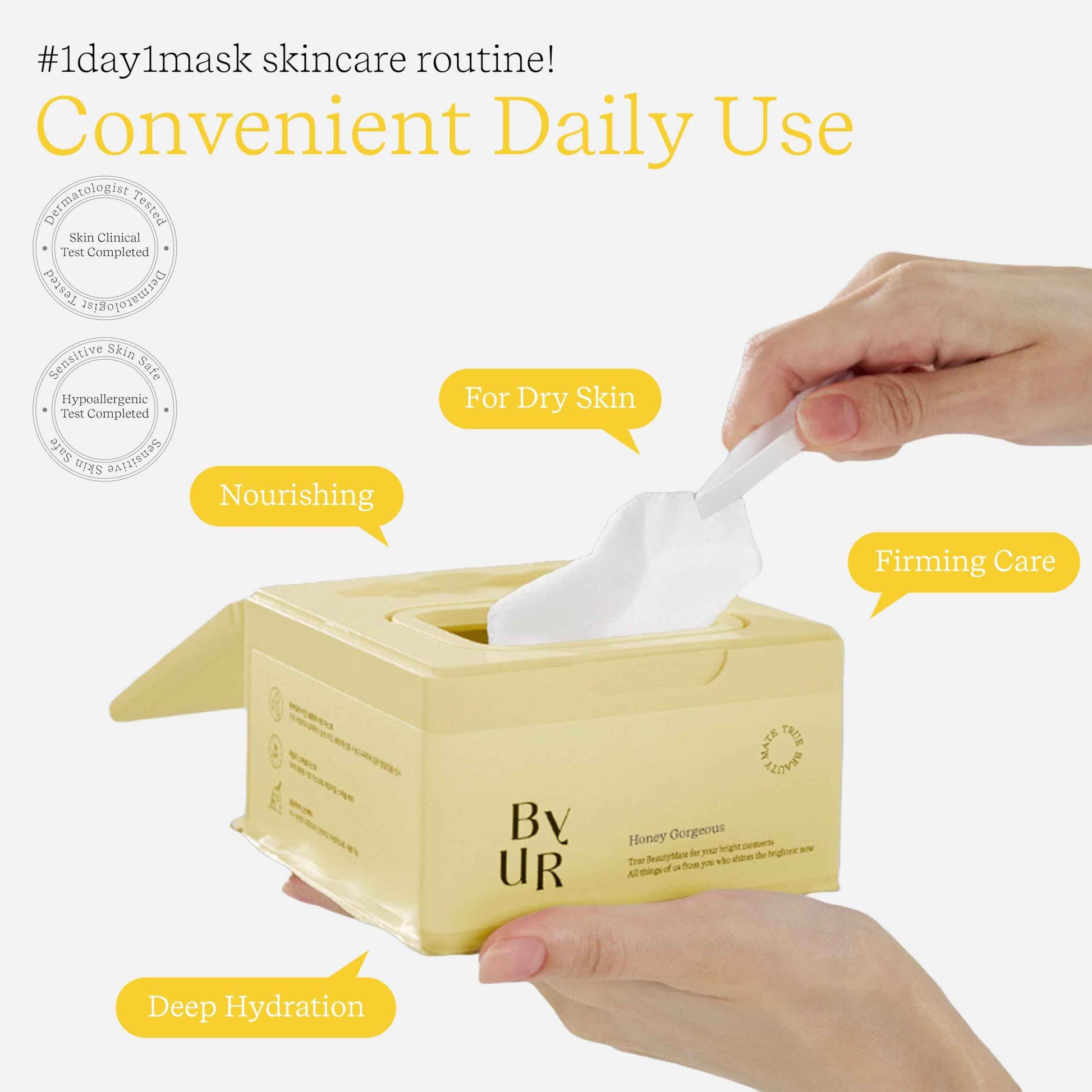 ByUR Honey Gorgeous Daily Aqua Serum Mask (30 Count) Hydrating Moisturizing Face Mask, Skin Elasticity & Firmness Treatment, Honey Extract for Dry Skin, Pore Tightening, Vegan K-Beauty Skincare