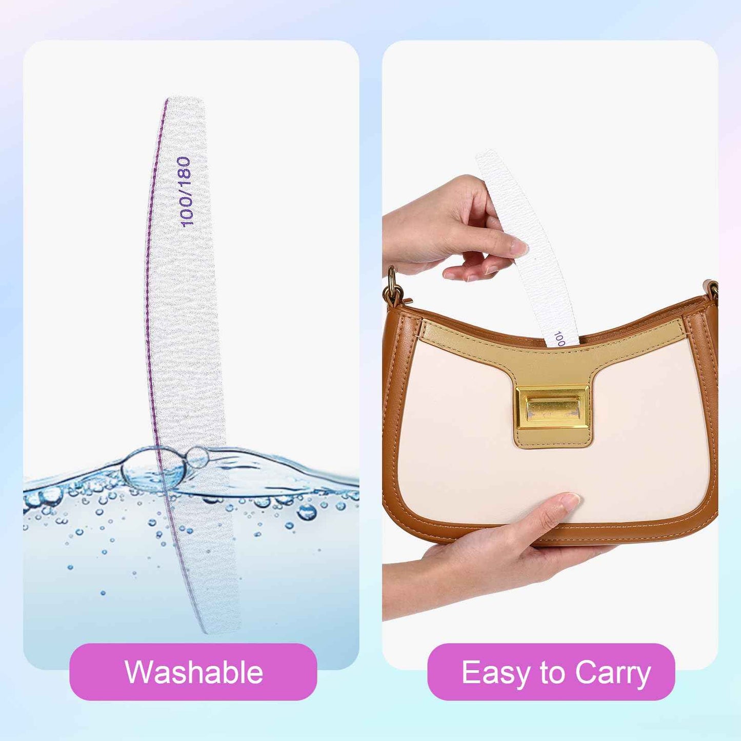 150 Pcs 100/180 Grit Nail Files Bulk, Professional Nail Files 100/180 Grit, Double Sided Emery Boards Reusable Manicure Tools for Acrylic Natural Nails, Home or Salon Use