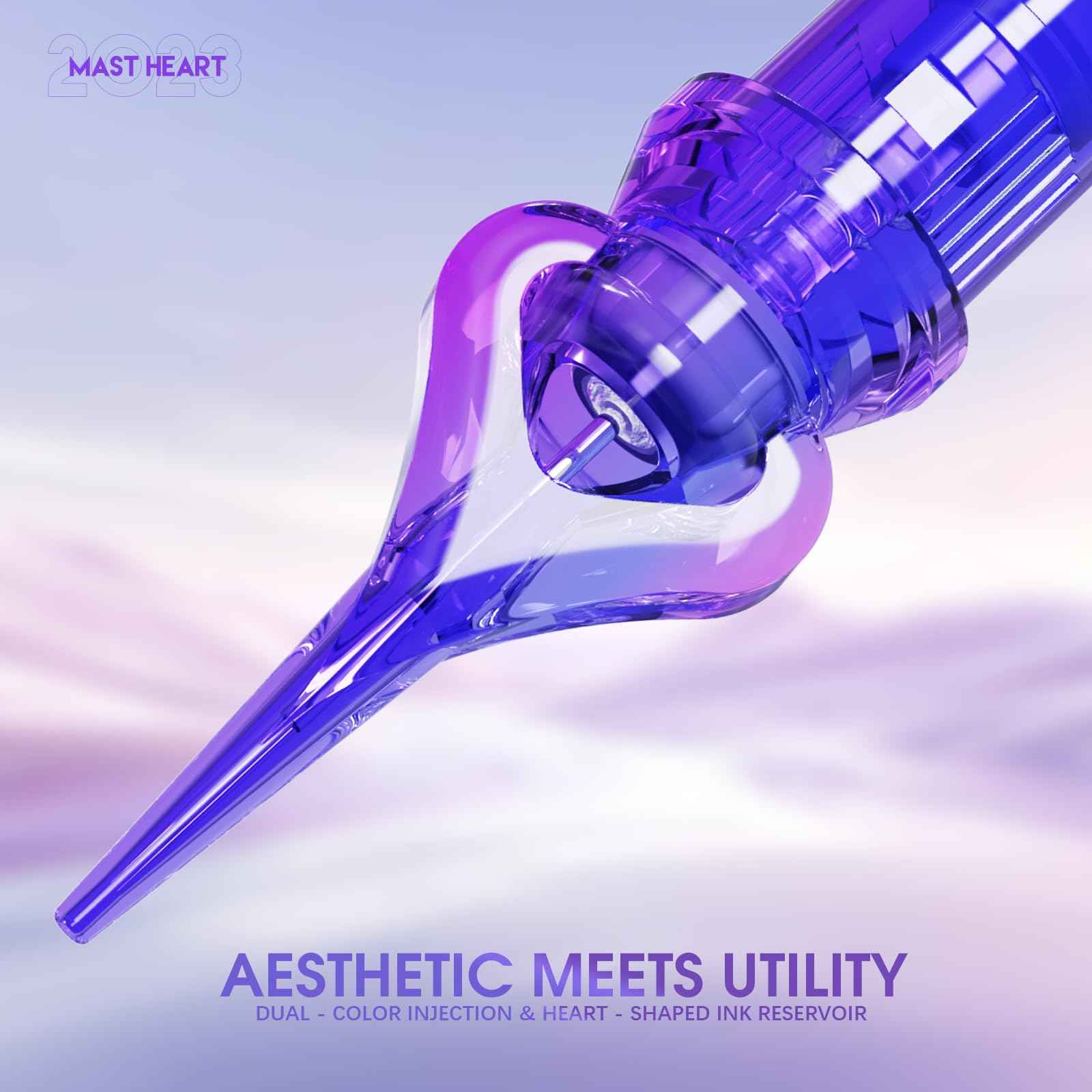 Mast Heart Tattoo Needles Cartridges 20Pcs Disposable 0801RLT Round Liner Long Tips for Precision & Style