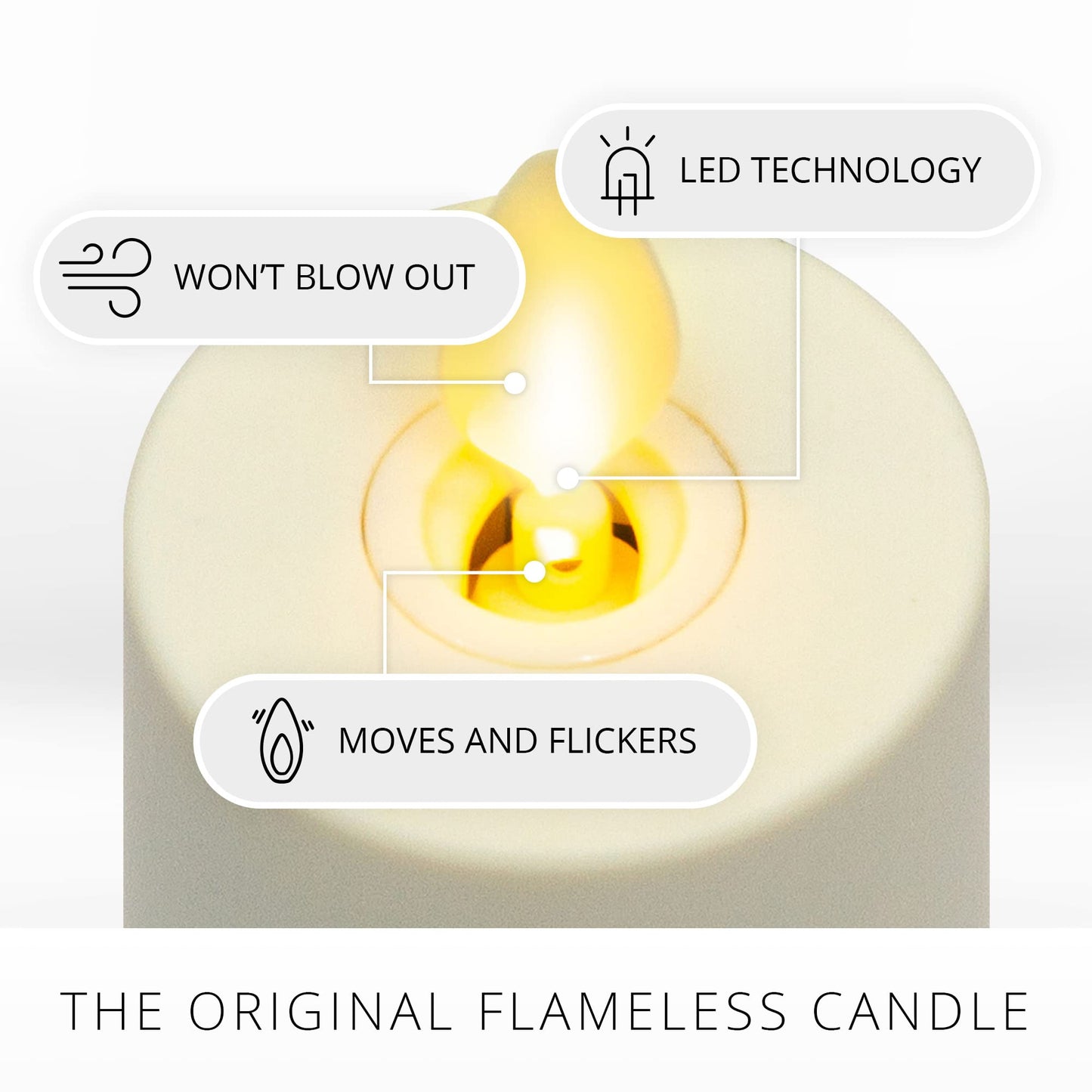 Luminara Realistic Artificial Moving Flame Votive Candle - Set of 2 - Moving Flame LED Battery Operated Lights for Christmas, Halloween - Remote Ready - Remote Sold Separately - Ivory - 1.5" x 4"