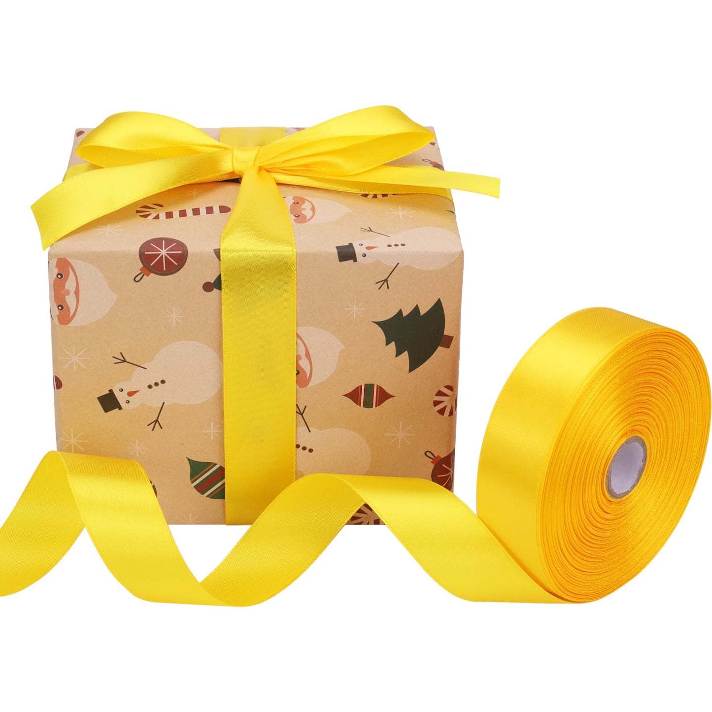 Nsilu 1 inch Yellow Ribbon for Gift Wrapping 50 Yards Perfect Wedding Party Wreath Sewing DIY Hair Accessories Decoration Floral Hair Balloons Other Projects