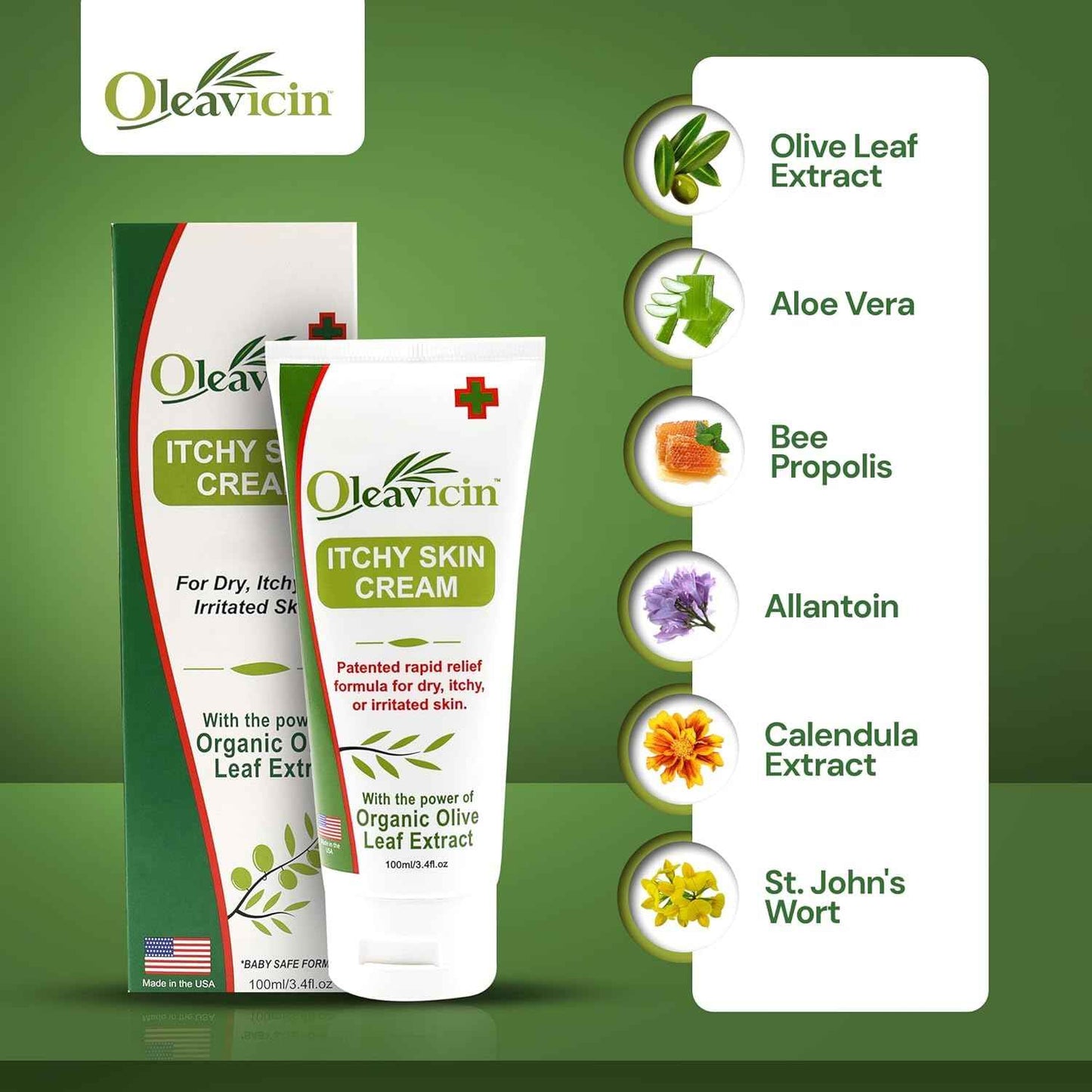 Oleavicin Extra Strength Anti-Itch Cream (2 Pack) for Dry, Itchy Skin Relief – Natural Fungal & Rash Treatment with Olive Leaf Extract – Fast-Acting, Long-Lasting Itch Relief