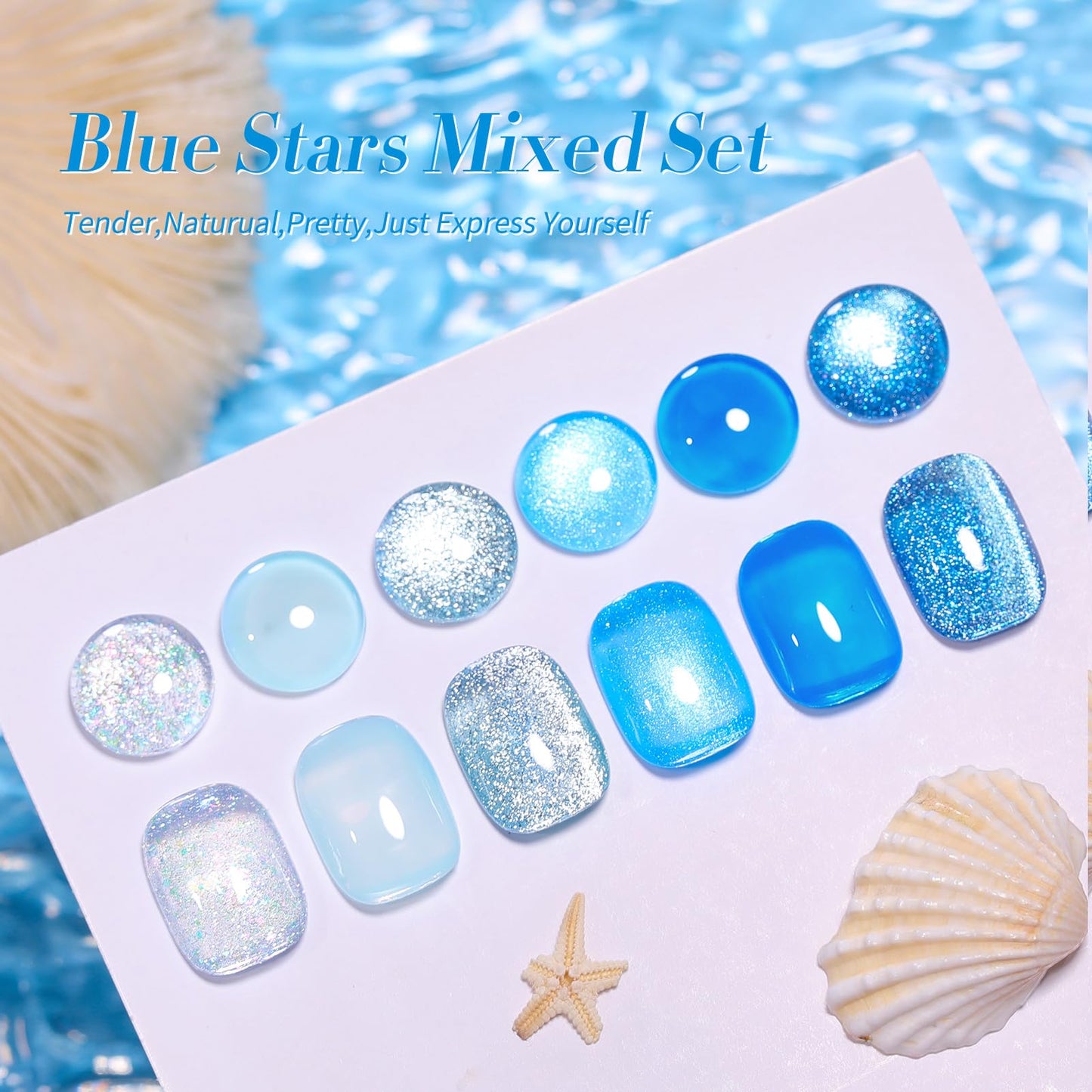 Born Pretty Jelly Gel Nail Polish, Glitter Gel Polish, Blue Cat Magnetic Eye Gel Nail Polish, Sheer Crystal Auroras Pearl Mermaid Gel Nail Polish Nail, Summer Spring Manicure 6PCS 7ml