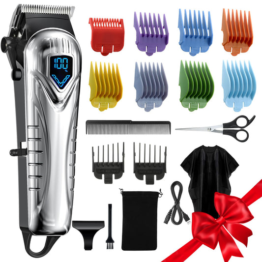 Hair Clippers for Men&Women, 5 Hours Cordless Hair Cutting Kit with 10 Combs, LED Display, Low Noise Professional Beard Trimmer Barber Clippers Hair Cutting Kit with Scissors,Cape