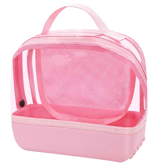 Chokoter Clear Small Makeup Bag, Makeup Pouch Toiletry Bags for Traveling Women, Cosmetic Bag with Waterproof Anti-slip EVA Bottom (Pink)