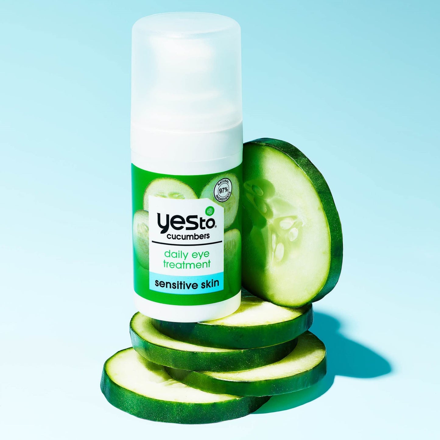 Yes To Cucumber Daily Eye Treatment, Moisturizing Quick-Absorbing Treatment For Under-Eye Skin To De-Puff & Hydrate, With Caffeine Compound & Evodia Fruit Extract, Natural & Cruelty Free, 0.5 Fl Oz