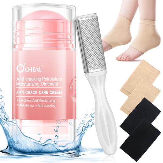 XIWEIOO Foot Cream Lotion Moisturizing Socks Exfoliating Brush kit for Women Dry Cracked -Hydrating Heals and Callus Dead Skin Remover Healthy Feet spa soak Message Knees Elbows Hands Repair