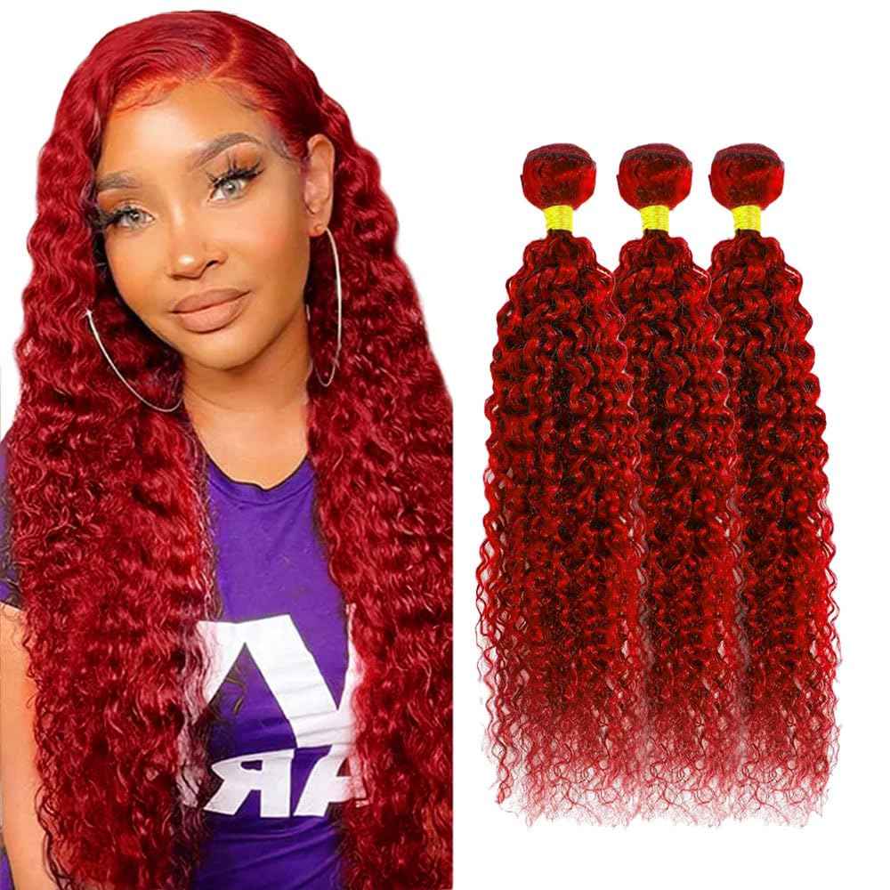 Red Bundles Human Hair Water Wave Bundles 24 26 28 Inch Unprocessed Brazilian Virgin Remy Hair Wine Red 3 Bundle Burgundy Water Wave Human Hair Extensions 50 Gram Per Bundle