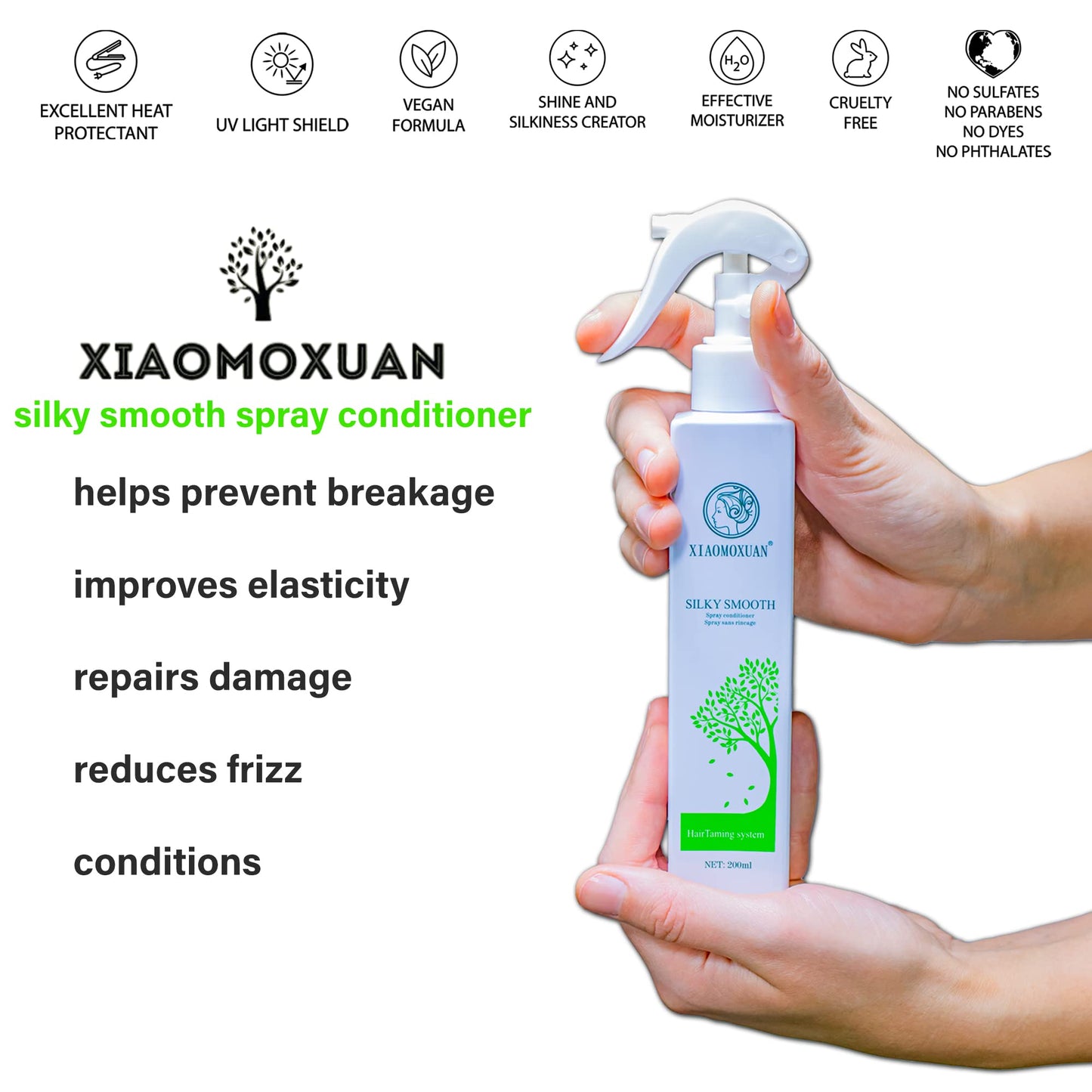 Xiaomoxuan Natural Tea Tree Leave-In Conditioner for Men and Women - Deep Moisturizing Conditioner for Dry Hair Treatment - Detangler Conditioner - Acondicionador para Cabello Maltratado