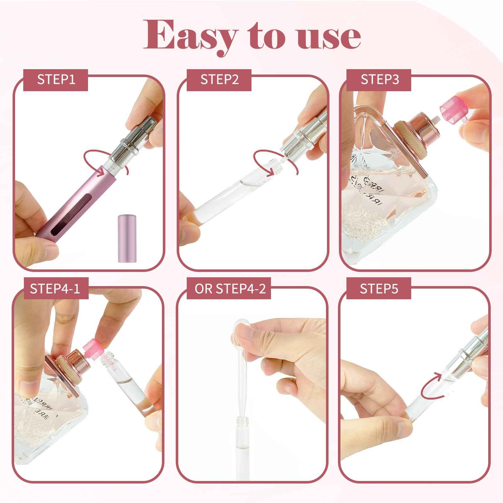 OBSGUMU 4pcs Mini Perfume Travel Bottle, Perfume Atomiser Refillable, 5ML Spray Bottles, Portable for Travel Holiday, Outdoor Activities and Business