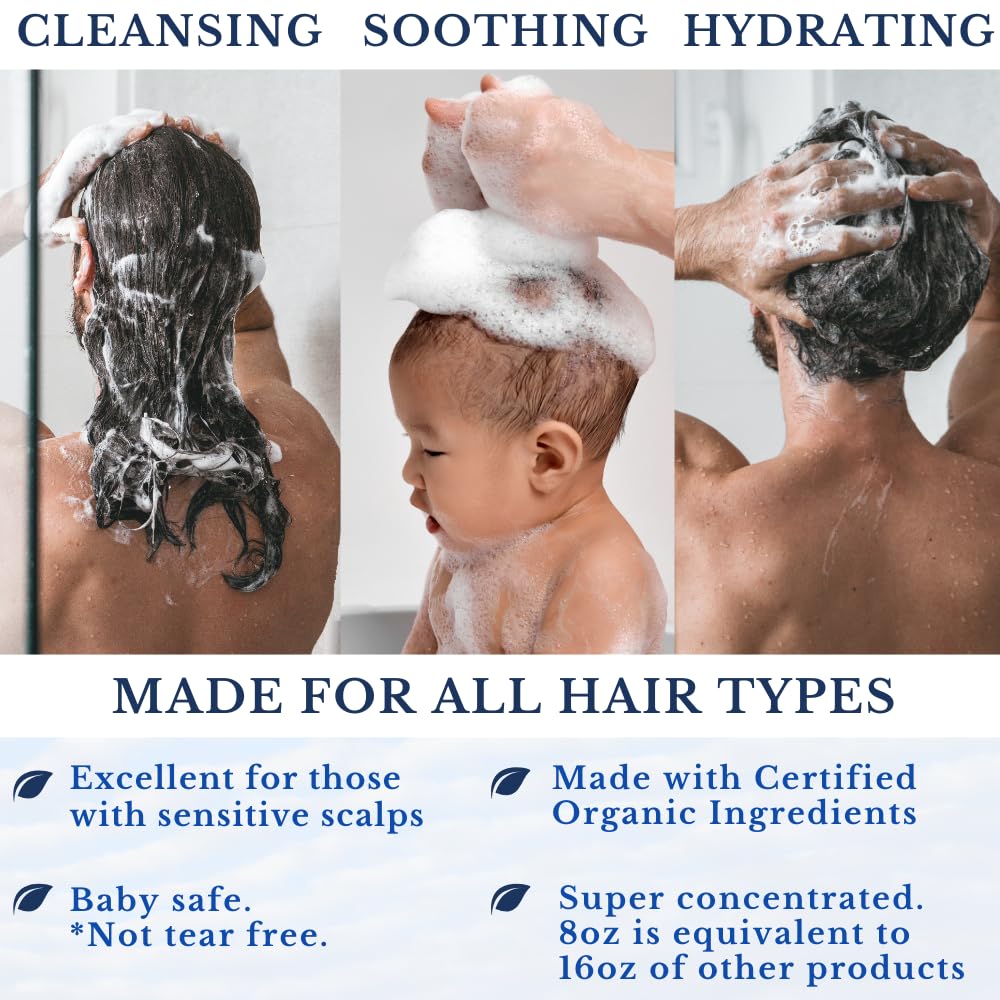 Clarifying Shampoo, Shampoo for Oily Hair and Dry Hair, Sulfate Free Shampoo, Shampoo for Women and Mens Shampoo with Organic Rosemary, Coconut Oil and Aloe Vera, Gentle, Hydrating, Clean, Non-Toxic