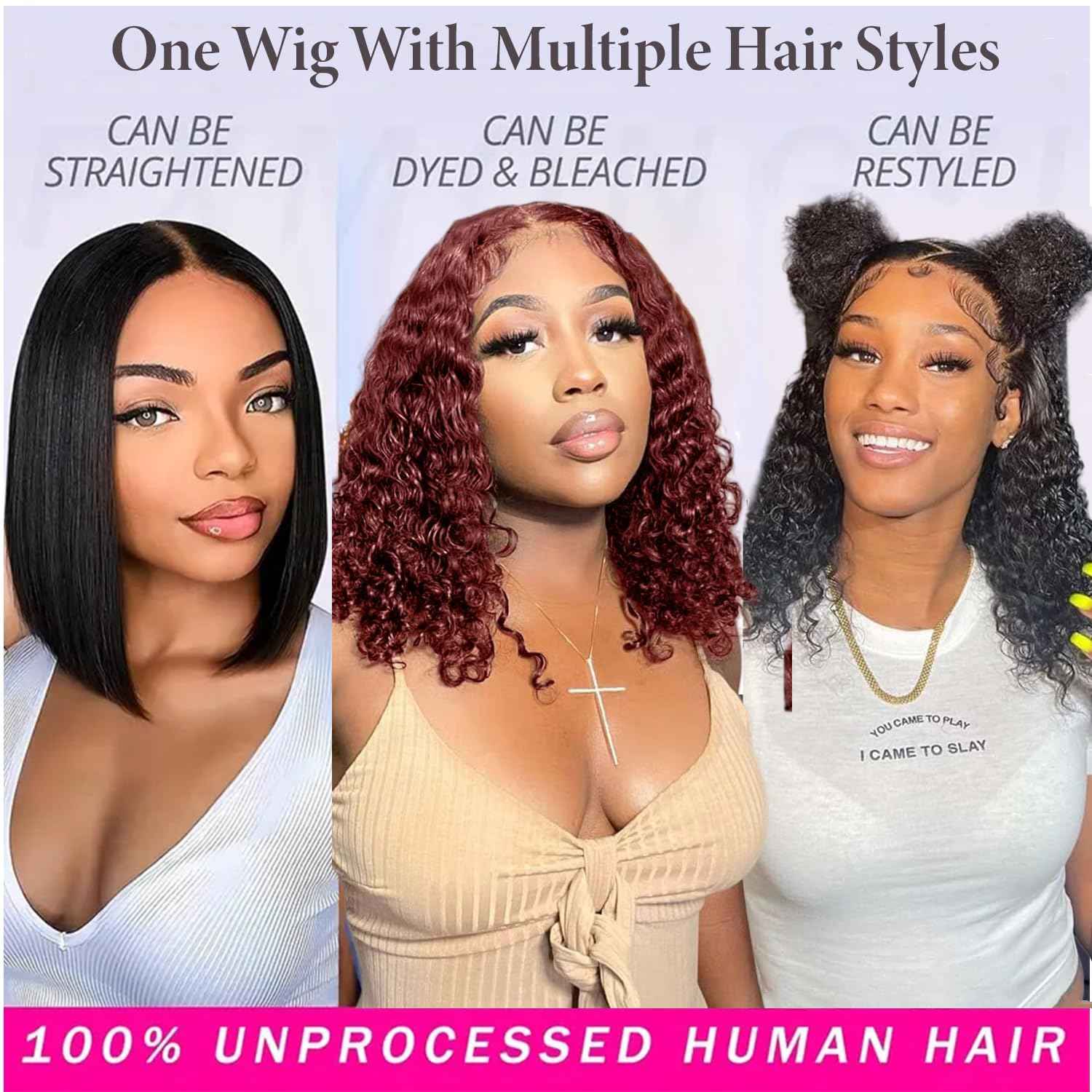 Short Bob Wig Human Hair 13x4 Frontal Lace Wig Curly Bob Wigs for Black Women 150% Density Bleached Knots Glueless HD Lace Front Wigs Human Hair Pre Plucked with Baby Hair Natural Hairline (10 Inch)