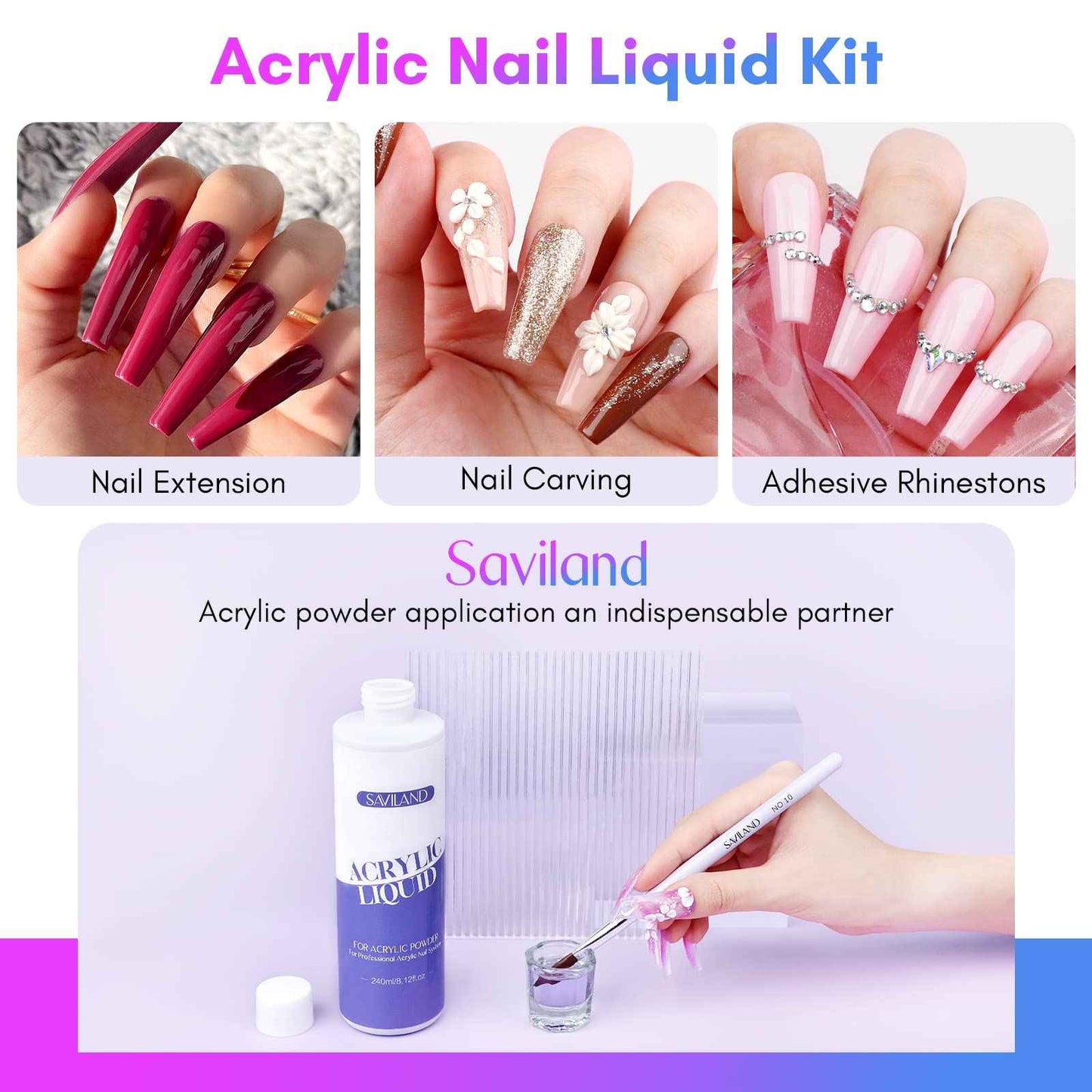 Saviland Monomer with Acrylic Nail Kit
