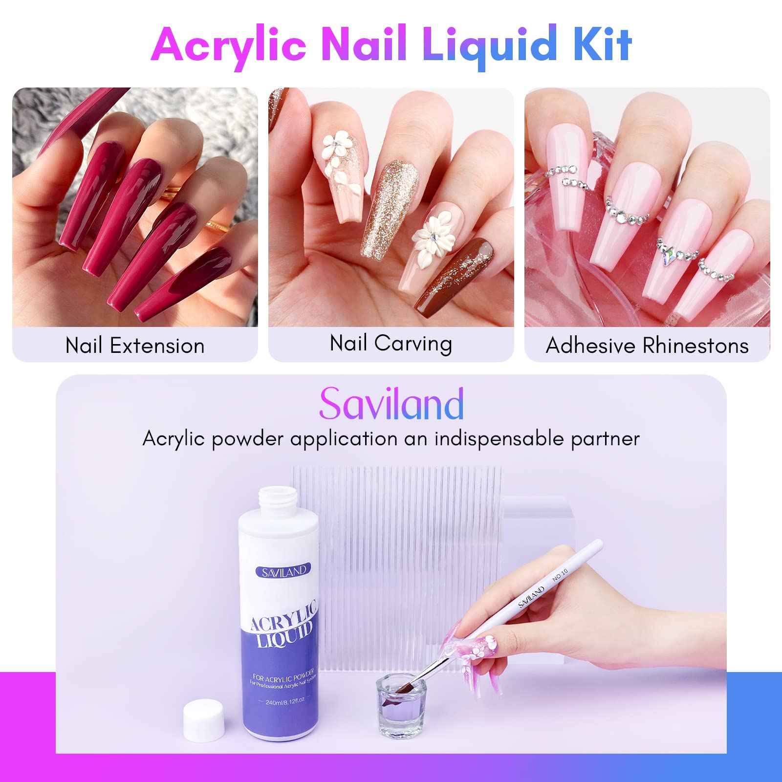 Saviland Monomer with Acrylic Nail Kit