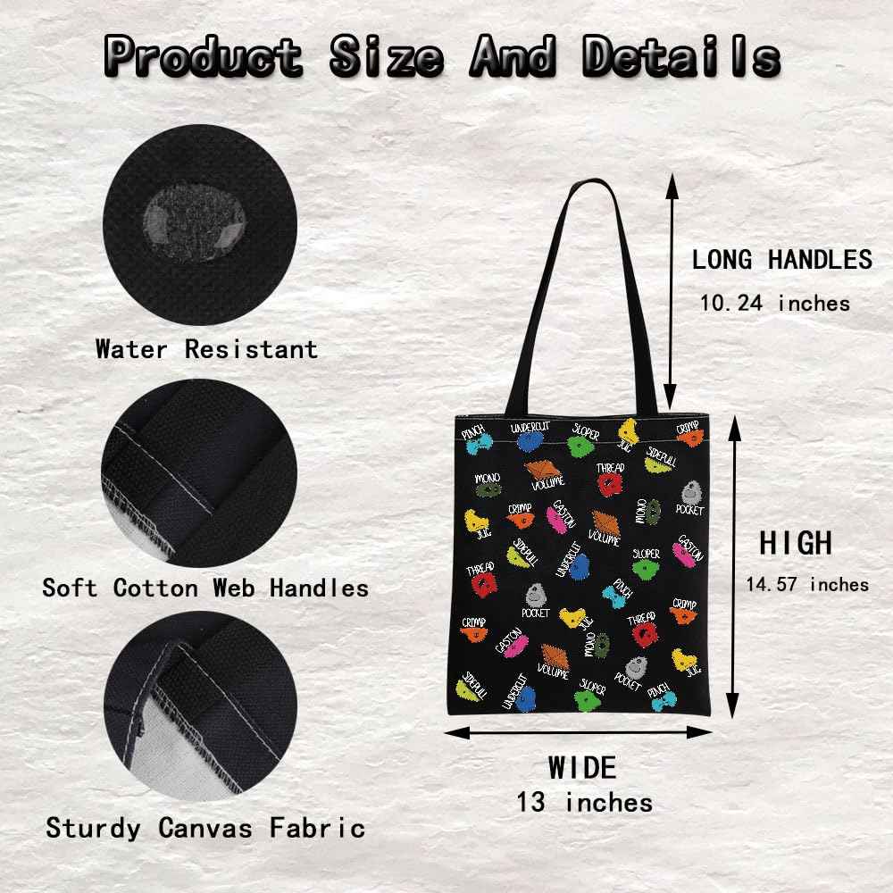 MNIGIU Rock Climber Gift Rock Climbing Tote Bag Rock Climbing Lovers Gift Bouldering Gift Rock Climbing Gifts for Women (Climbing Tote BLK)
