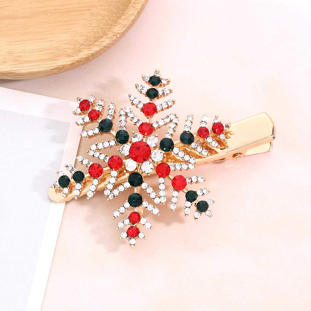 Christmas Hair Clips for Women Girls Xmas Reindeer Wreath Hair Clip Holiday Rhinestone Snowflake Hairpins Festive Hair Barrettes Party Headwear Gifts (Style B Reindeer+Snowflake)