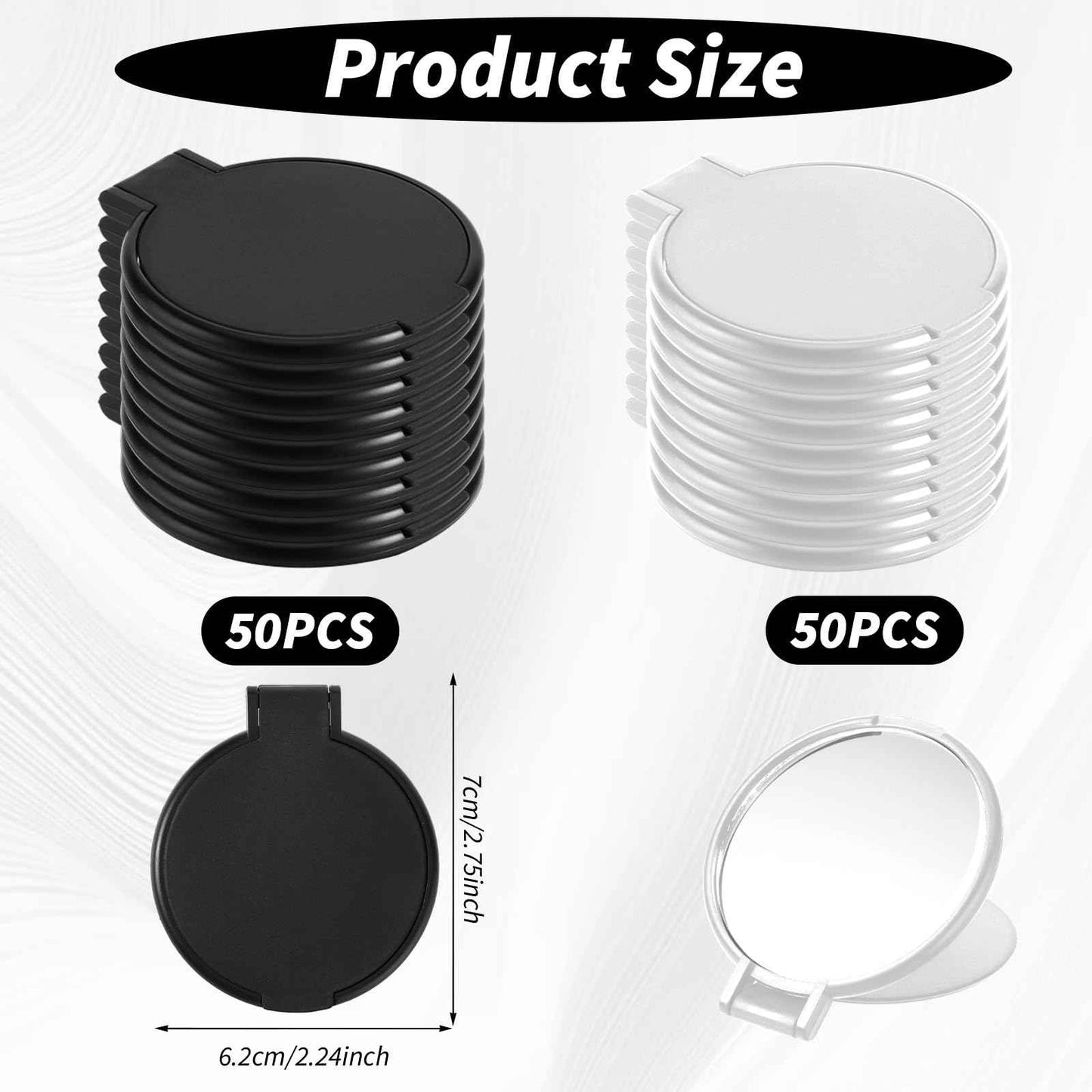 Telooco 100 Pcs Round Compact Mirrors for Purse Mini Folding Mirrors Portable Pocket Mirror Travel Makeup Small Mirror for Women Daily Use (Black and White)