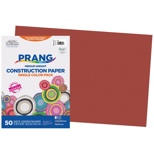 Prang (Formerly SunWorks) Construction Paper, Red, 12" x 18", 50 Sheets