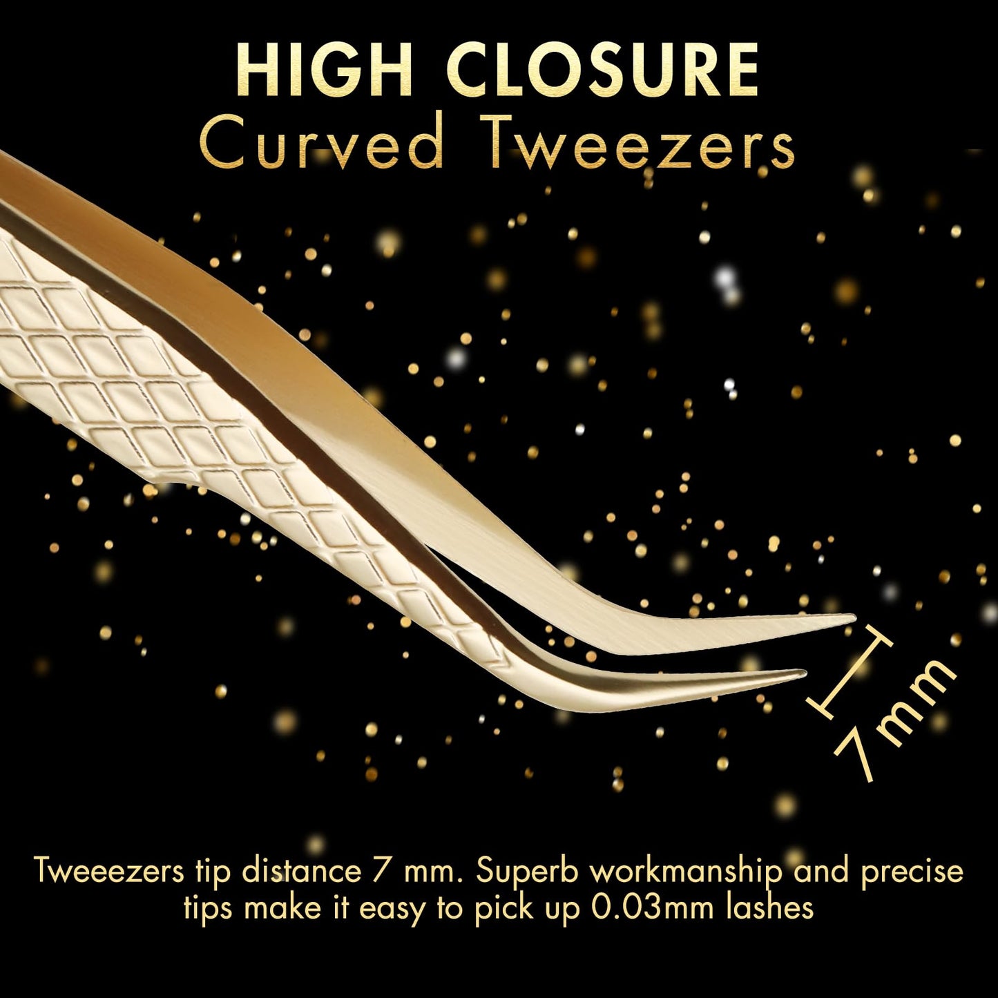 Miuffue Curved Eyelash Extension Tweezers Precision Lash Extension Tweezers for Making Volume And Classic Fans (Gold)