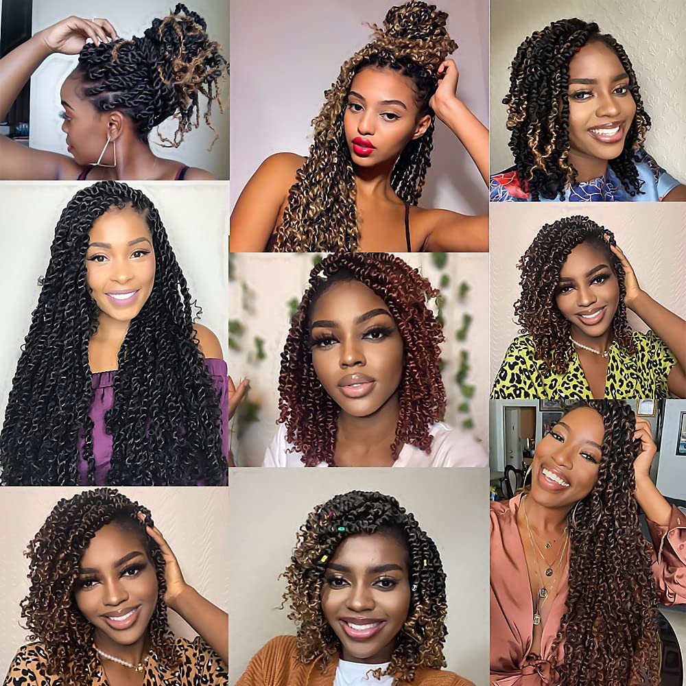 10 Inch Passion Twist Crochet Hair, Short Pre Twisted Passion Twist Crochet Hair Synthetic Passion Twist Braiding Hair Prelooped Crochet Hair for Black Women (10 Inch, 1B#)