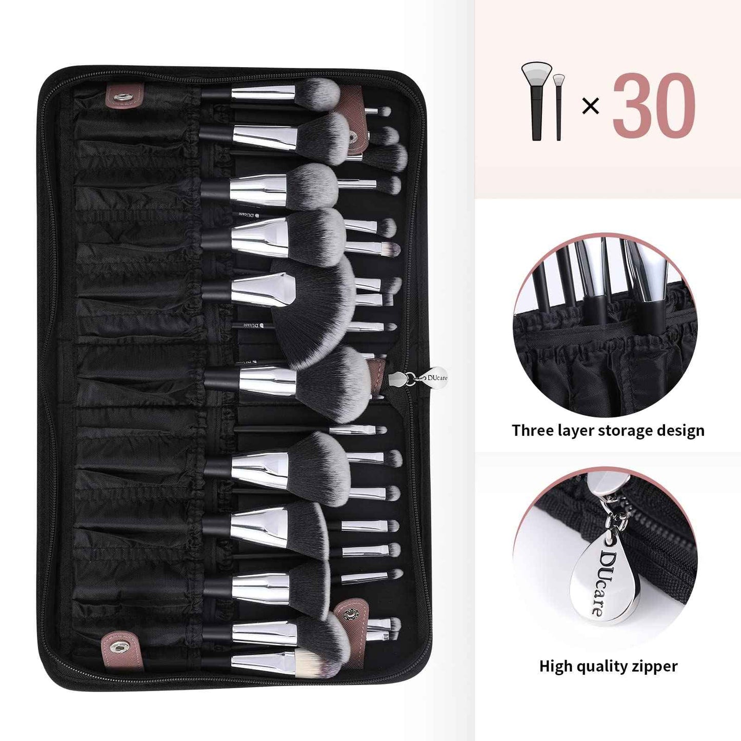DUcare Makeup Brushes Organizer 30pcs Folding Travel Cases Makeup Brushes Stand-up Cosmetic Bag Artist Storage (only bag)