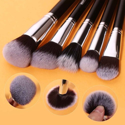 BEILI Makeup Brushes 20pcs Makeup Brush Set Premium Synthetic Kabuki Foundation Face Powder Fan Contour Concealer Eye Shadows Eyebrow Eyeliner Make Up Brush Tools Kit(Black)