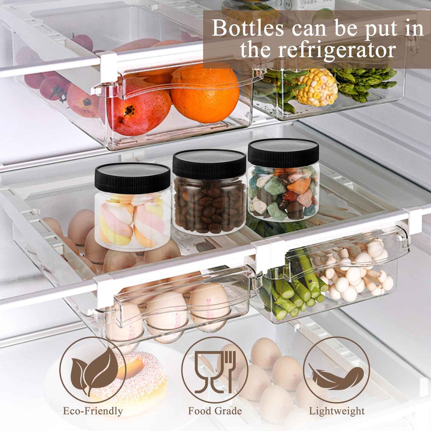 LOPYXBR 60 PCS Small Jars with Lids 4 Oz Clear Small Plastic Jars with Lids 4 Oz Wide Mouth Round Slime Containers with Lid Plastic Containers with Lid for Kitchen Storage, Lotion, Cream