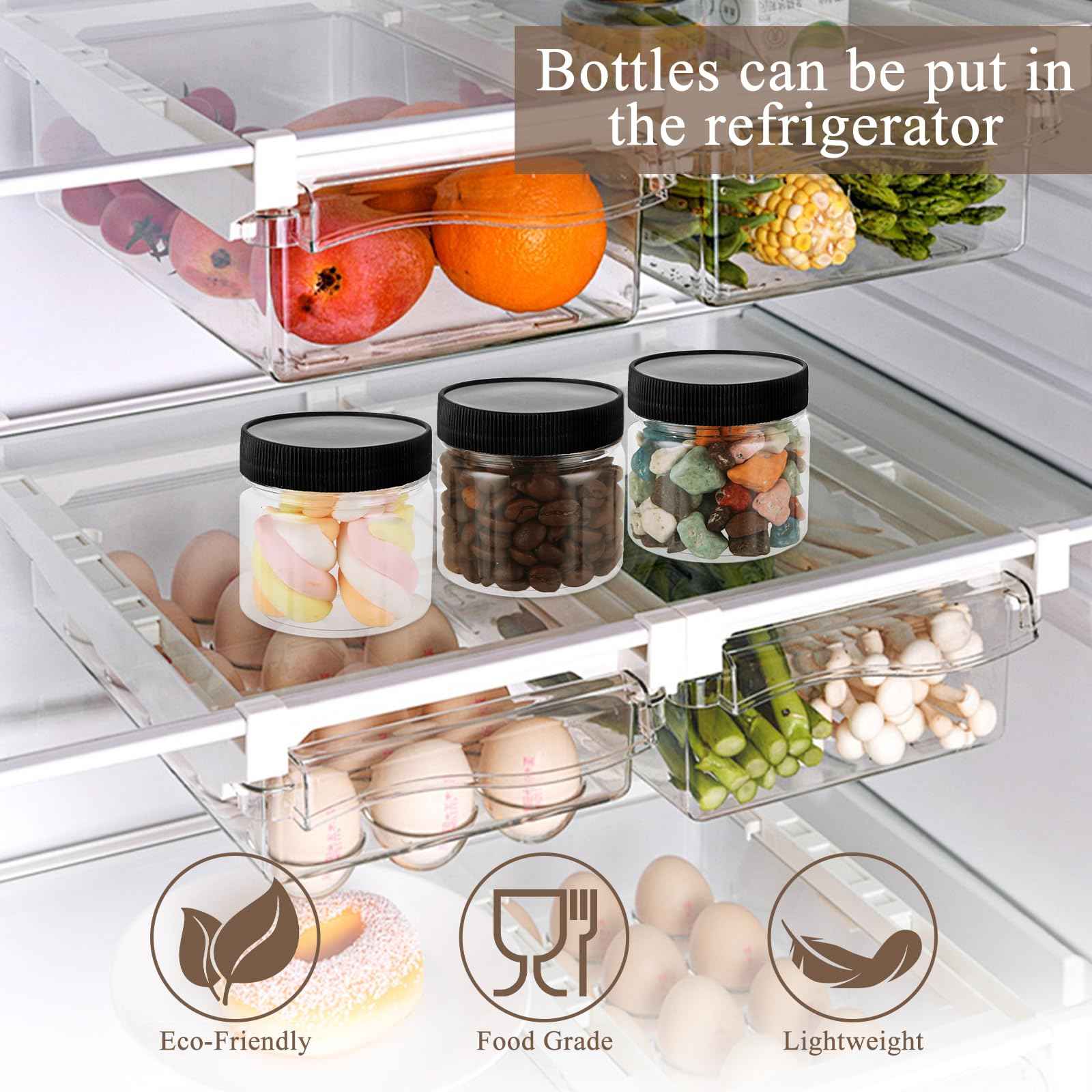 LOPYXBR 60 PCS Small Jars with Lids 4 Oz Clear Small Plastic Jars with Lids 4 Oz Wide Mouth Round Slime Containers with Lid Plastic Containers with Lid for Kitchen Storage, Lotion, Cream