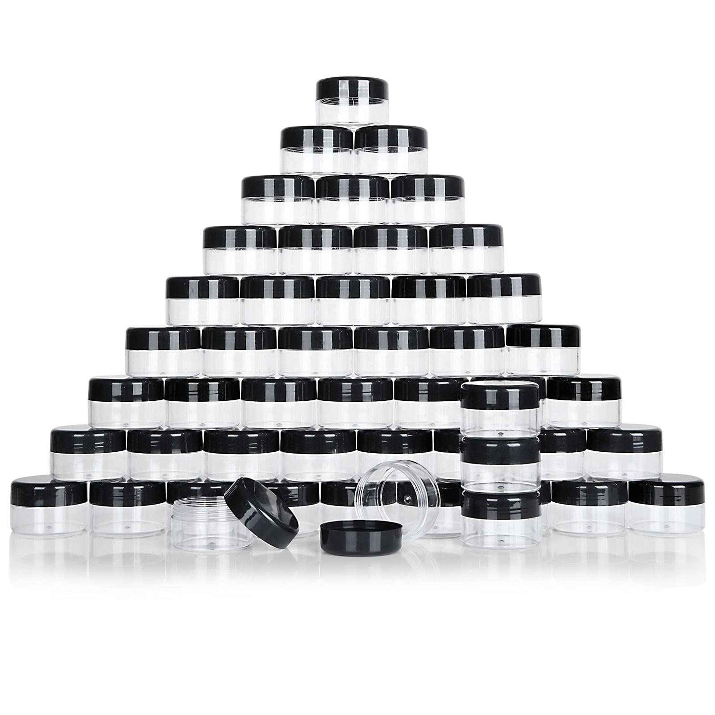 ZIQI 100 Pieces Sample Empty Containers, 20g Clear Cosmetic Container Jars with Lids, Plastic Pot Makeup Jars for Cosmetics, Cream, Lip Balm, Lip Scrub, Ointments-Leak Proof