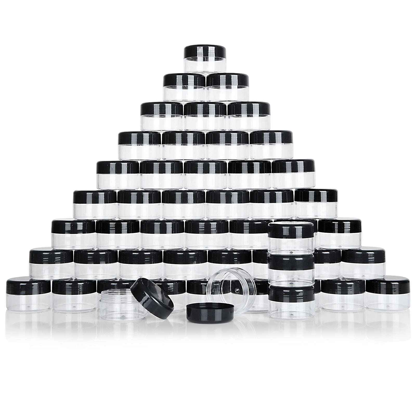 ZIQI 100 Pieces Sample Empty Containers, 20g Clear Cosmetic Container Jars with Lids, Plastic Pot Makeup Jars for Cosmetics, Cream, Lip Balm, Lip Scrub, Ointments-Leak Proof